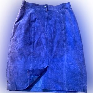 Vintage Jennifer Moore blue leather pencil skirt.